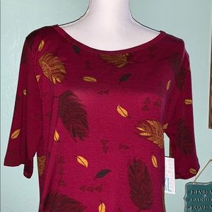 NEW! LuLaRoe Julia 2XL Maroon w/ Gold Feathers